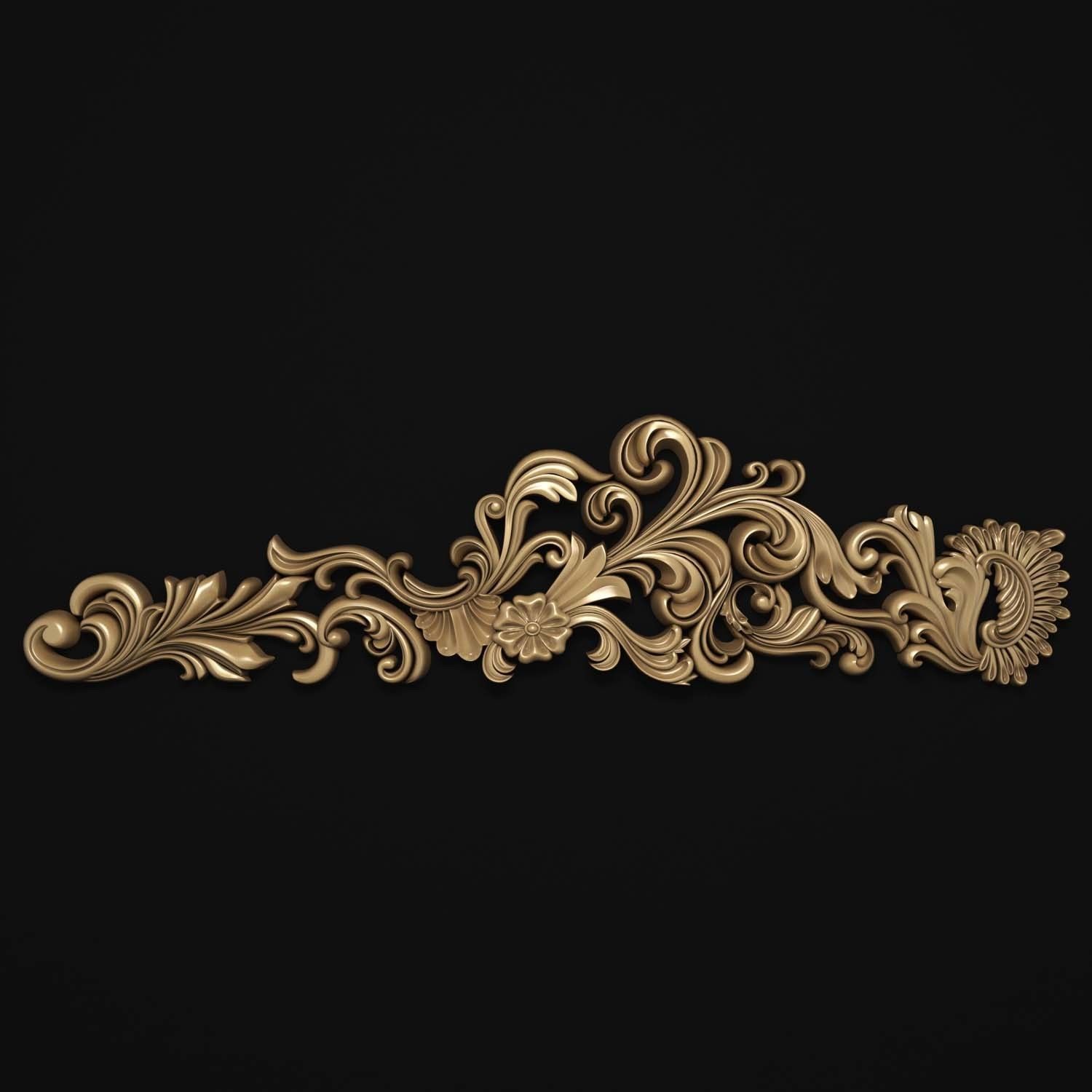 decorative ornate gold logo 3D model_39