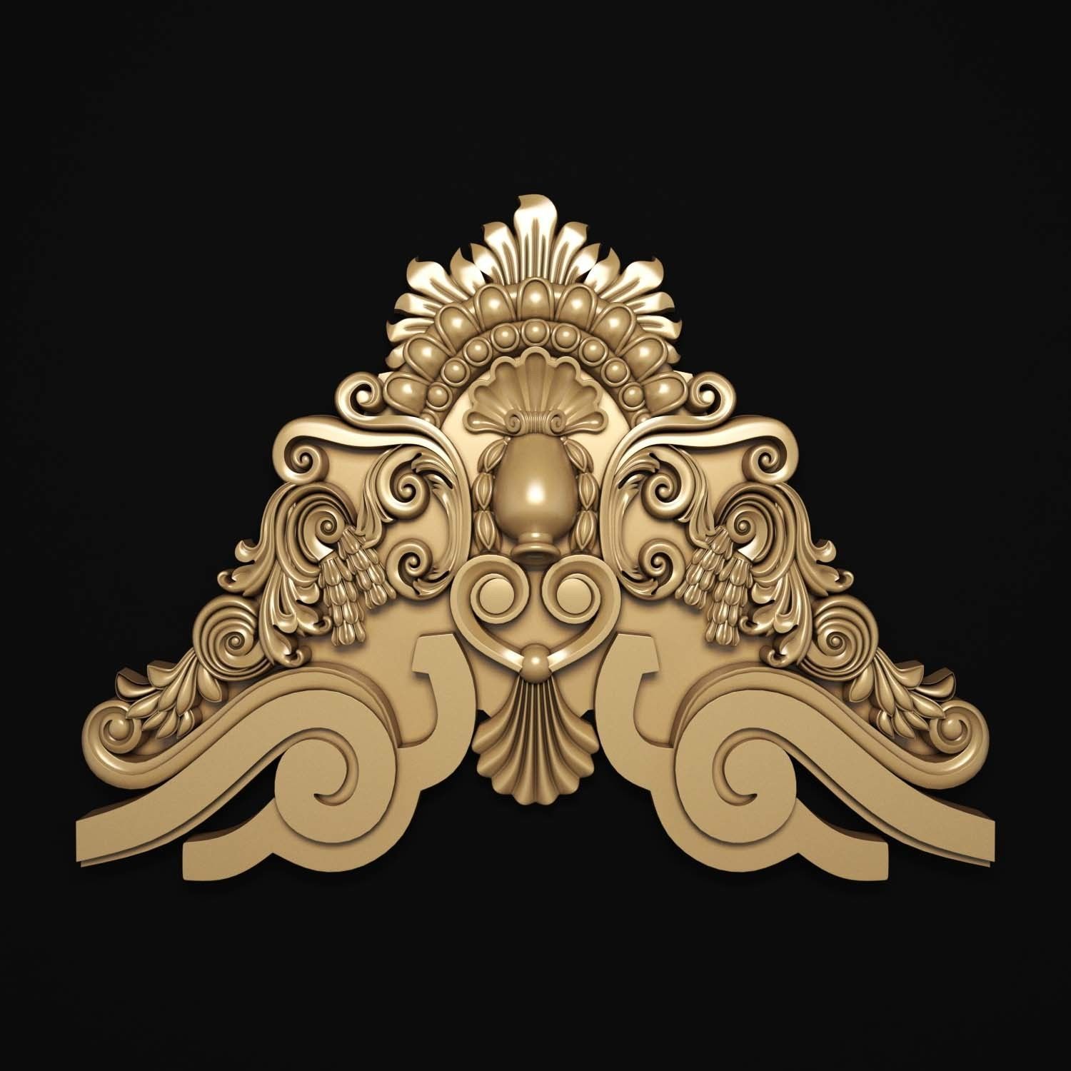 decorative ornate gold logo 3D model_16