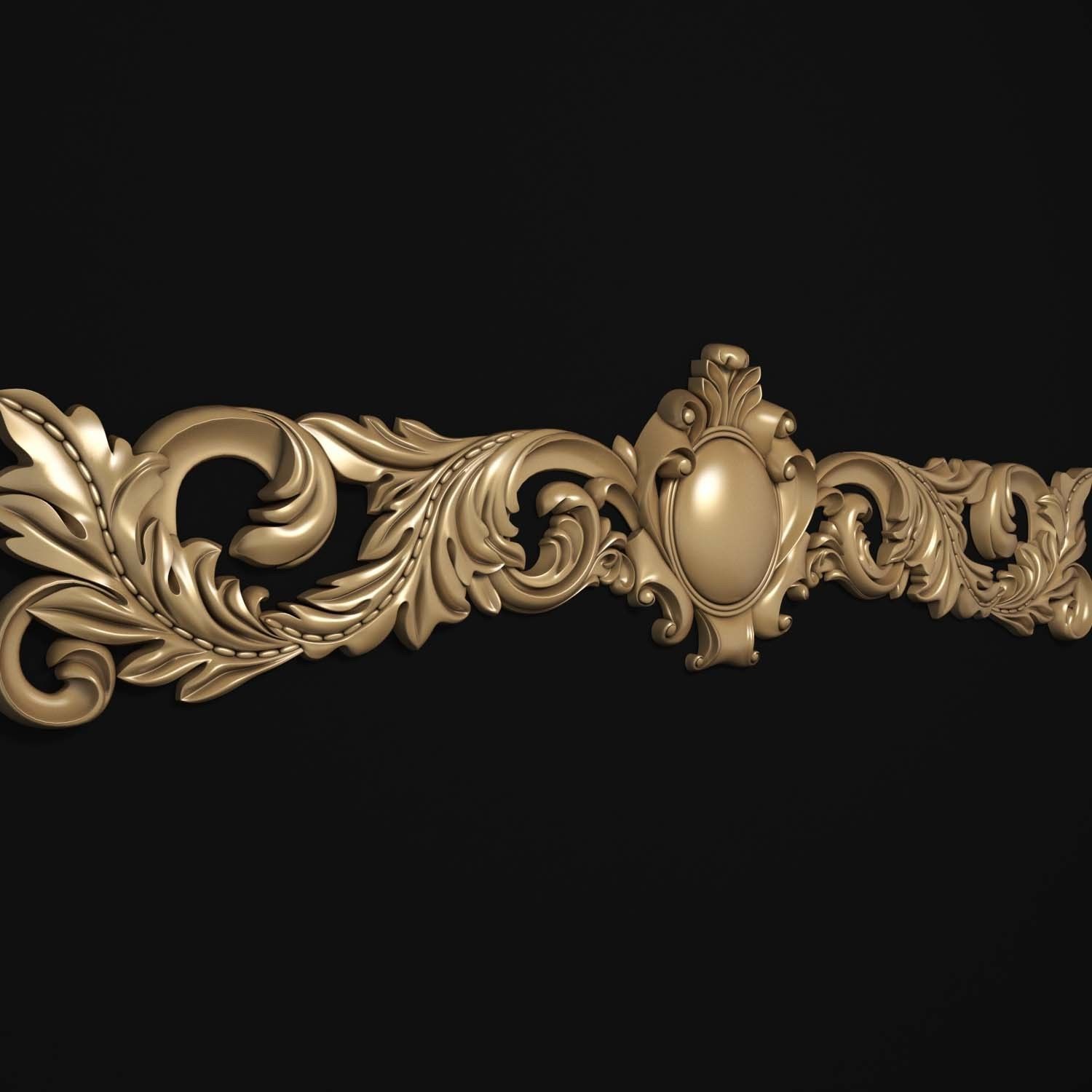 decorative ornate gold logo 3D model_45