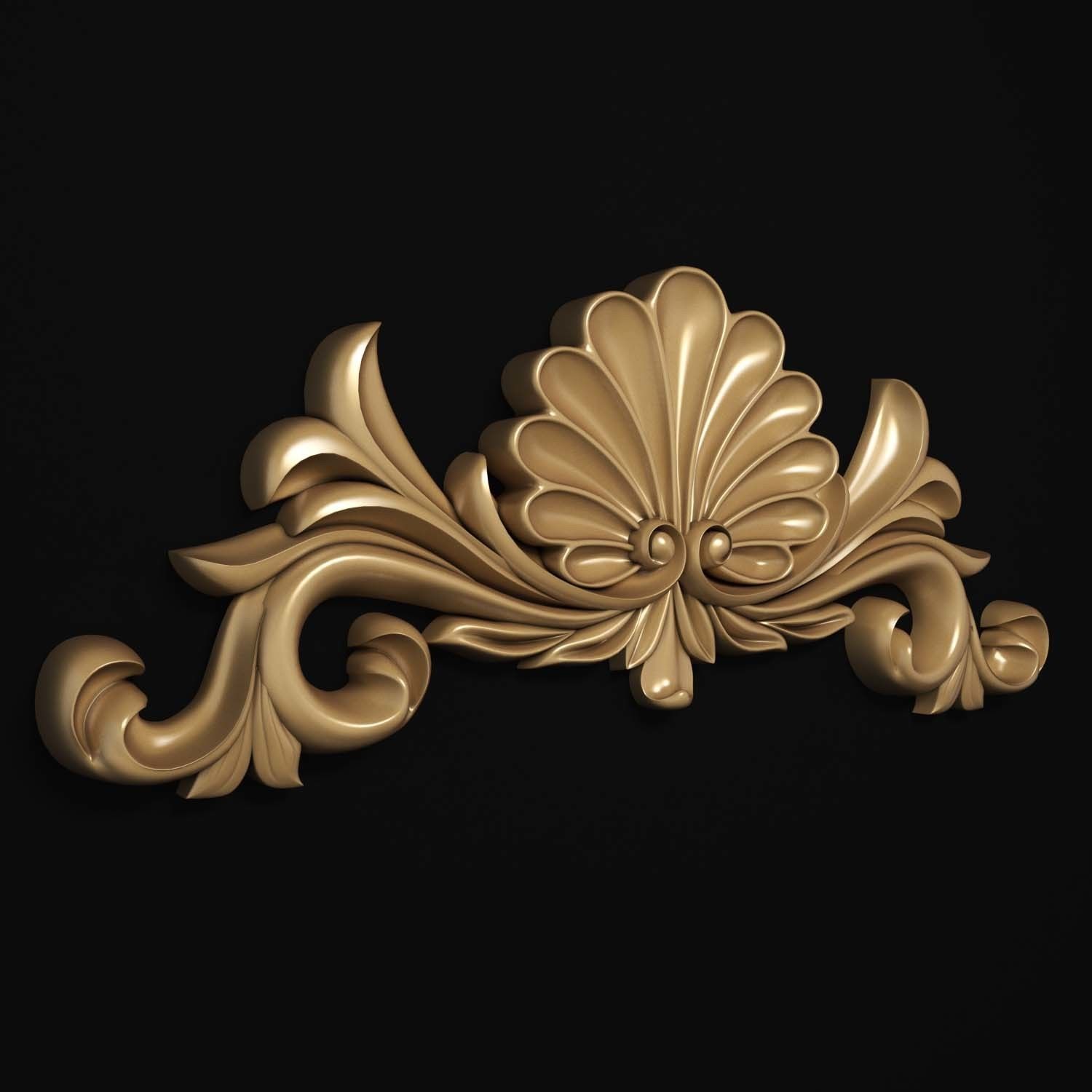 decorative ornate gold logo 3D model_11