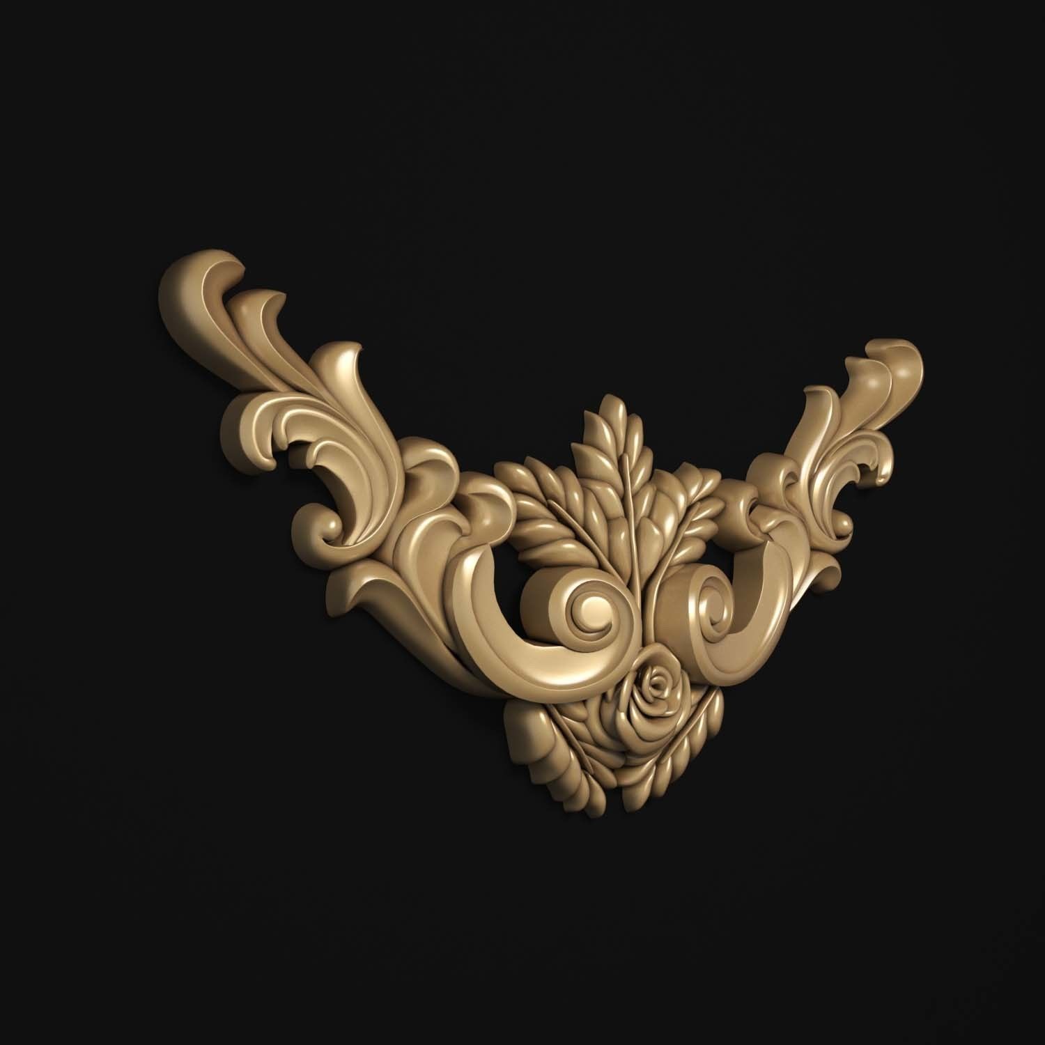 decorative ornate gold logo 3D model_34