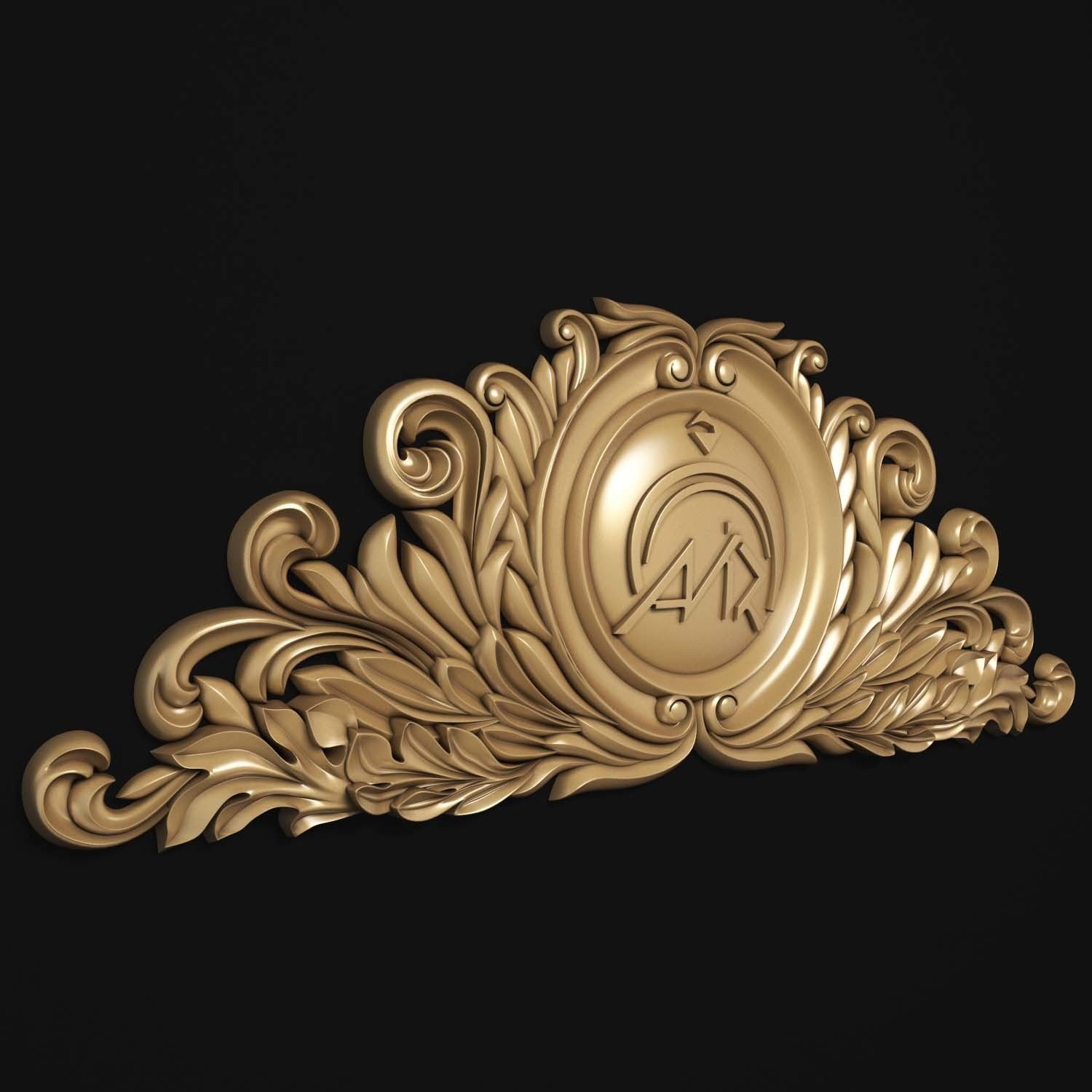 decorative ornate gold logo 3D model_3