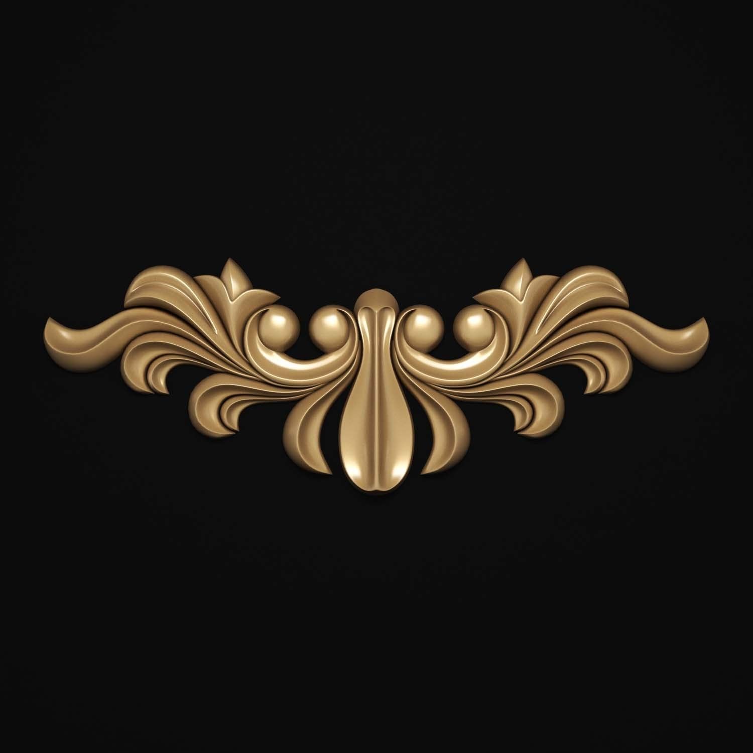 decorative ornate gold logo 3D model_8