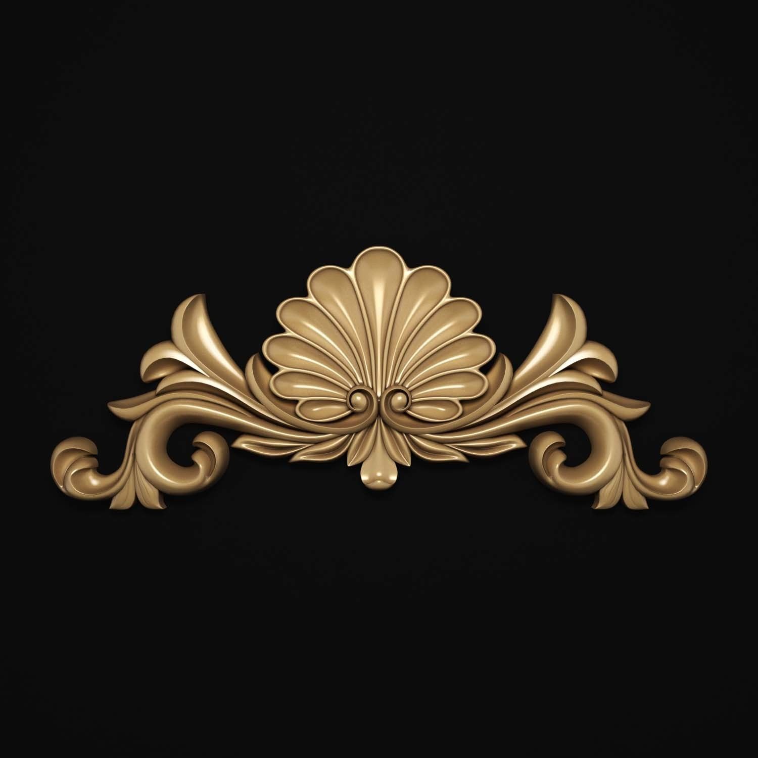 decorative ornate gold logo 3D model_10