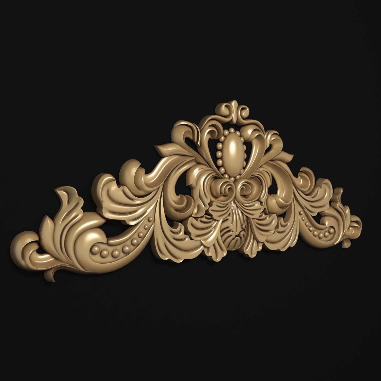 decorative ornate gold logo 3D model_19