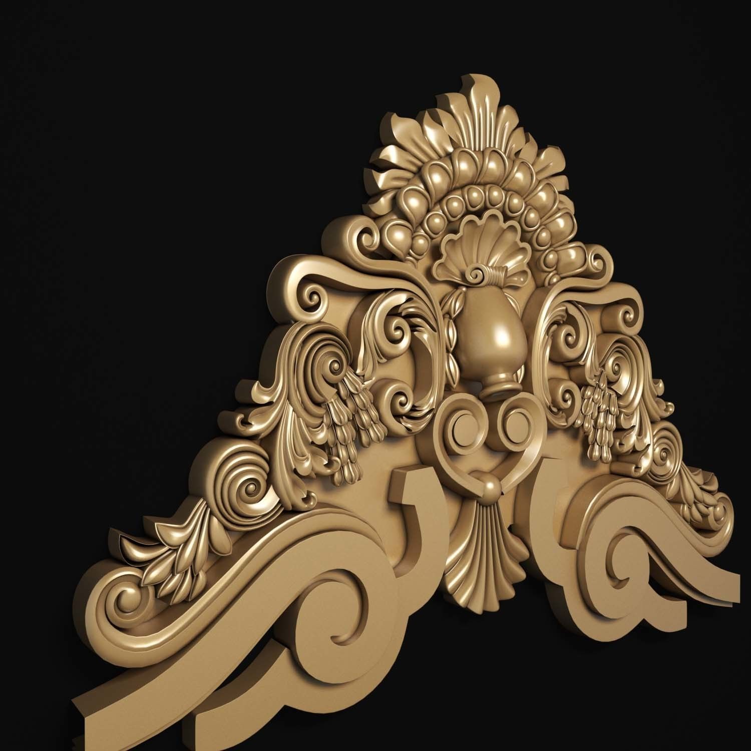decorative ornate gold logo 3D model_17