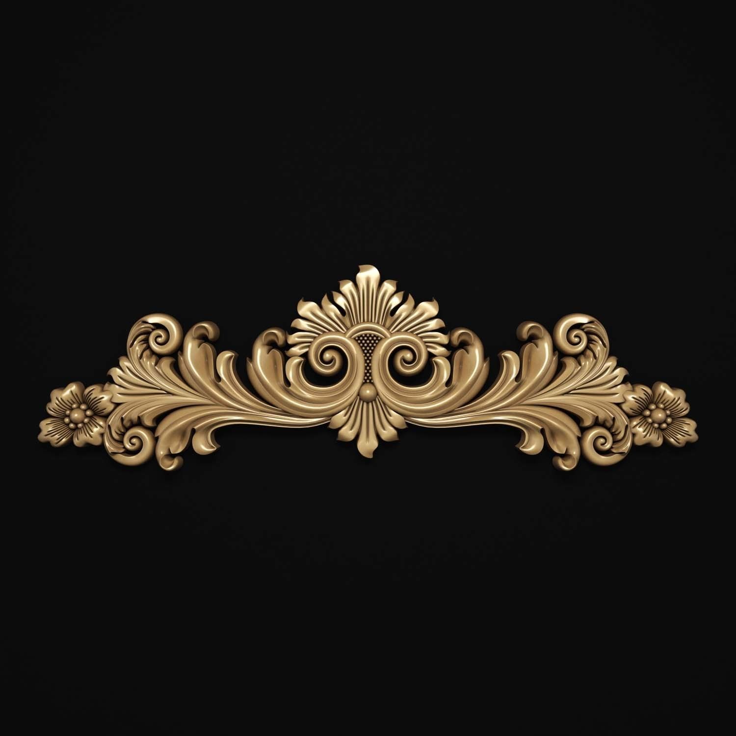 decorative ornate gold logo 3D model_13