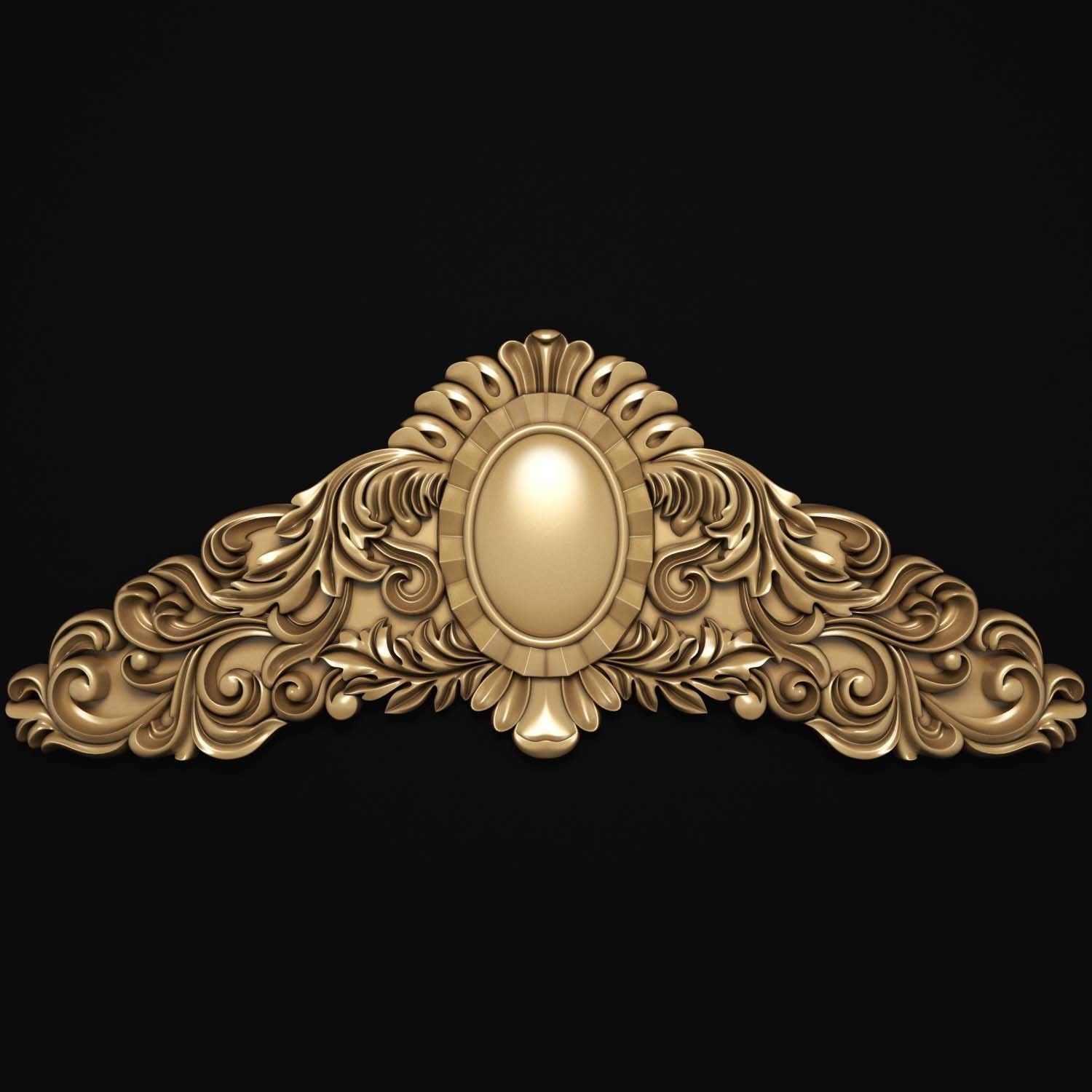 decorative ornate gold logo 3D model_4