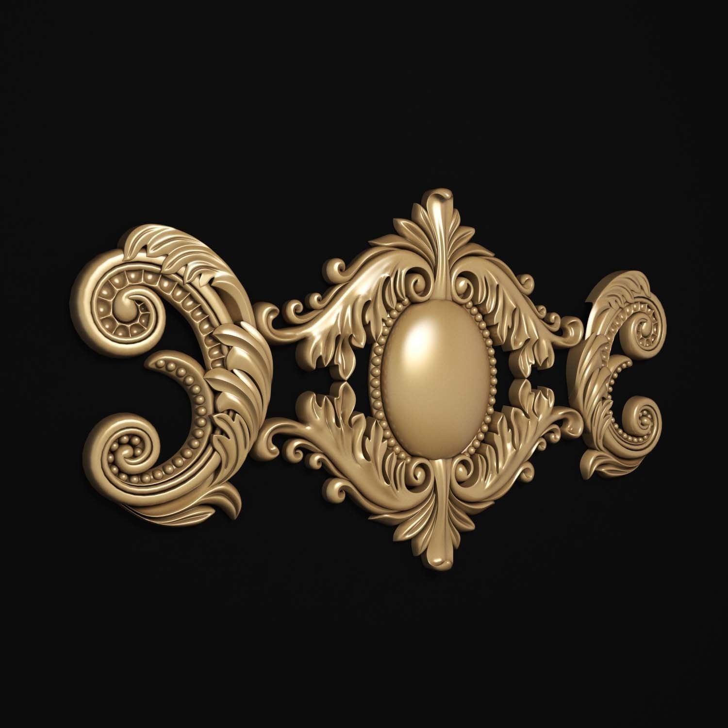 decorative ornate gold logo 3D model_7