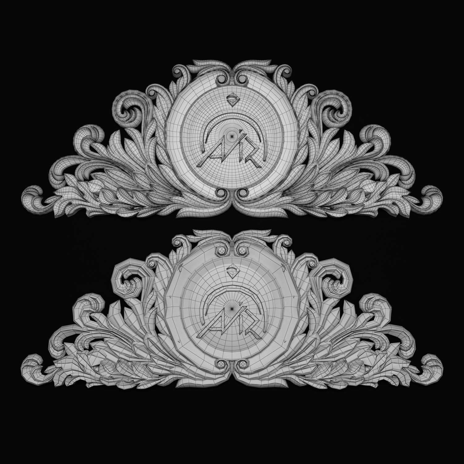 decorative ornate gold logo 3D model_54