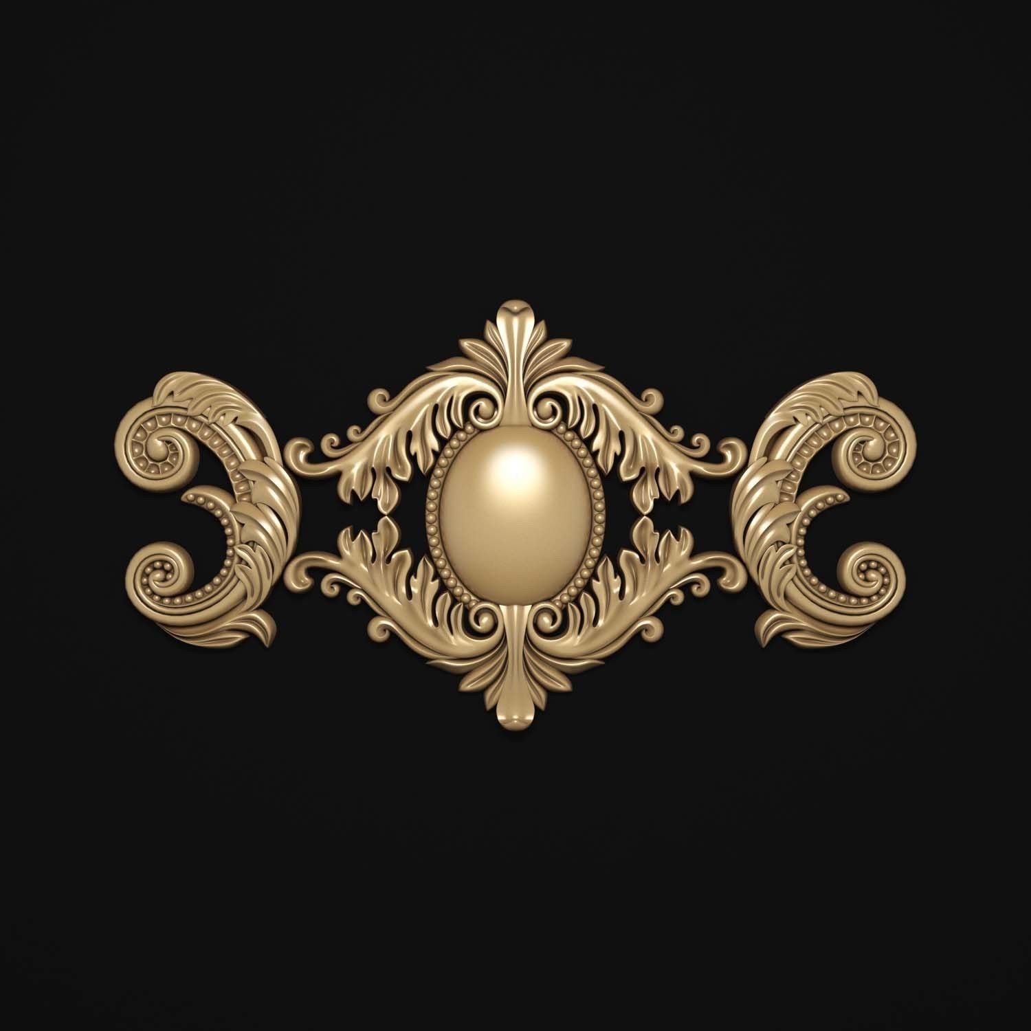 decorative ornate gold logo 3D model_6