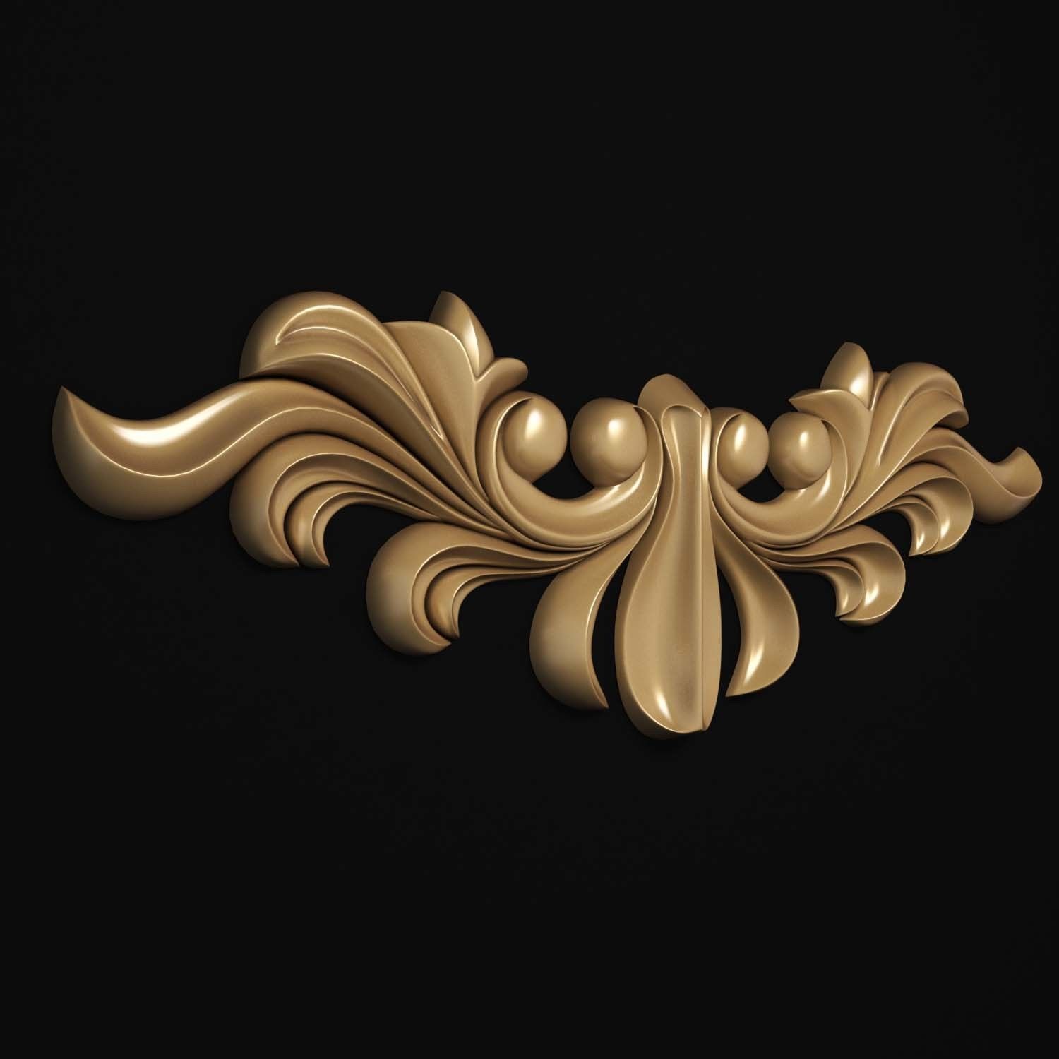 decorative ornate gold logo 3D model_9
