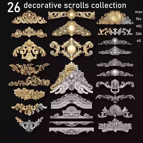 decorative ornate gold logo 3D model