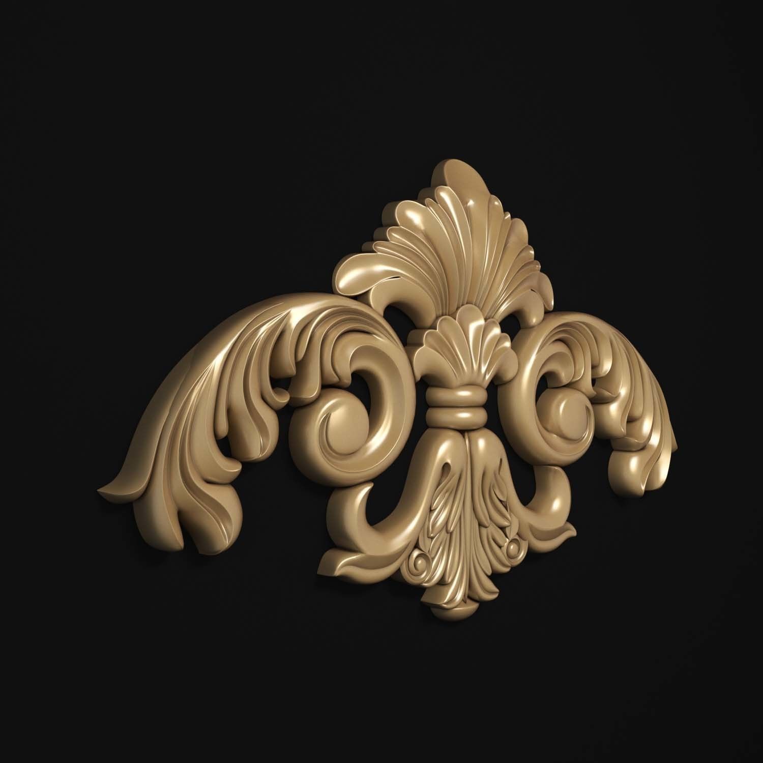 decorative ornate gold logo 3D model_42