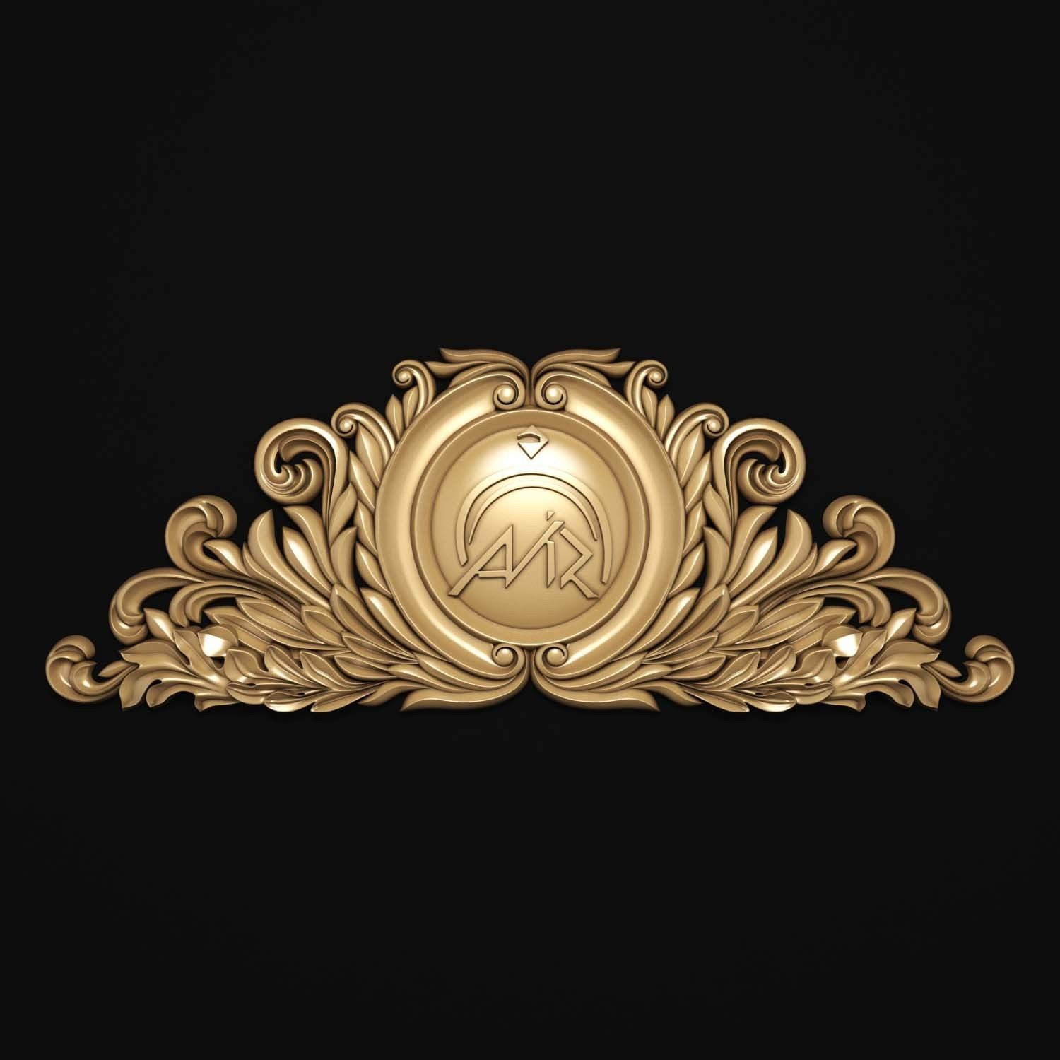 decorative ornate gold logo 3D model_2