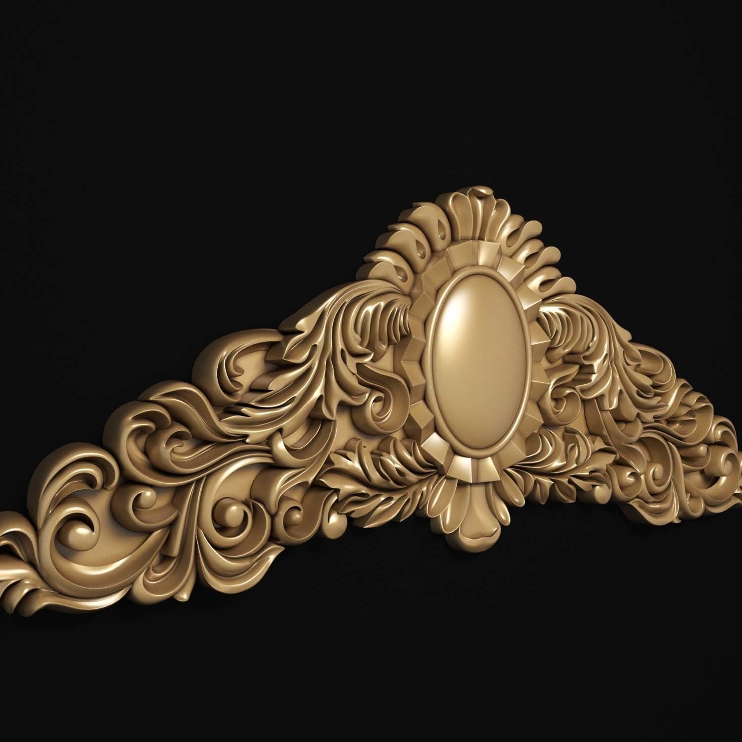 decorative ornate gold logo 3D model_5