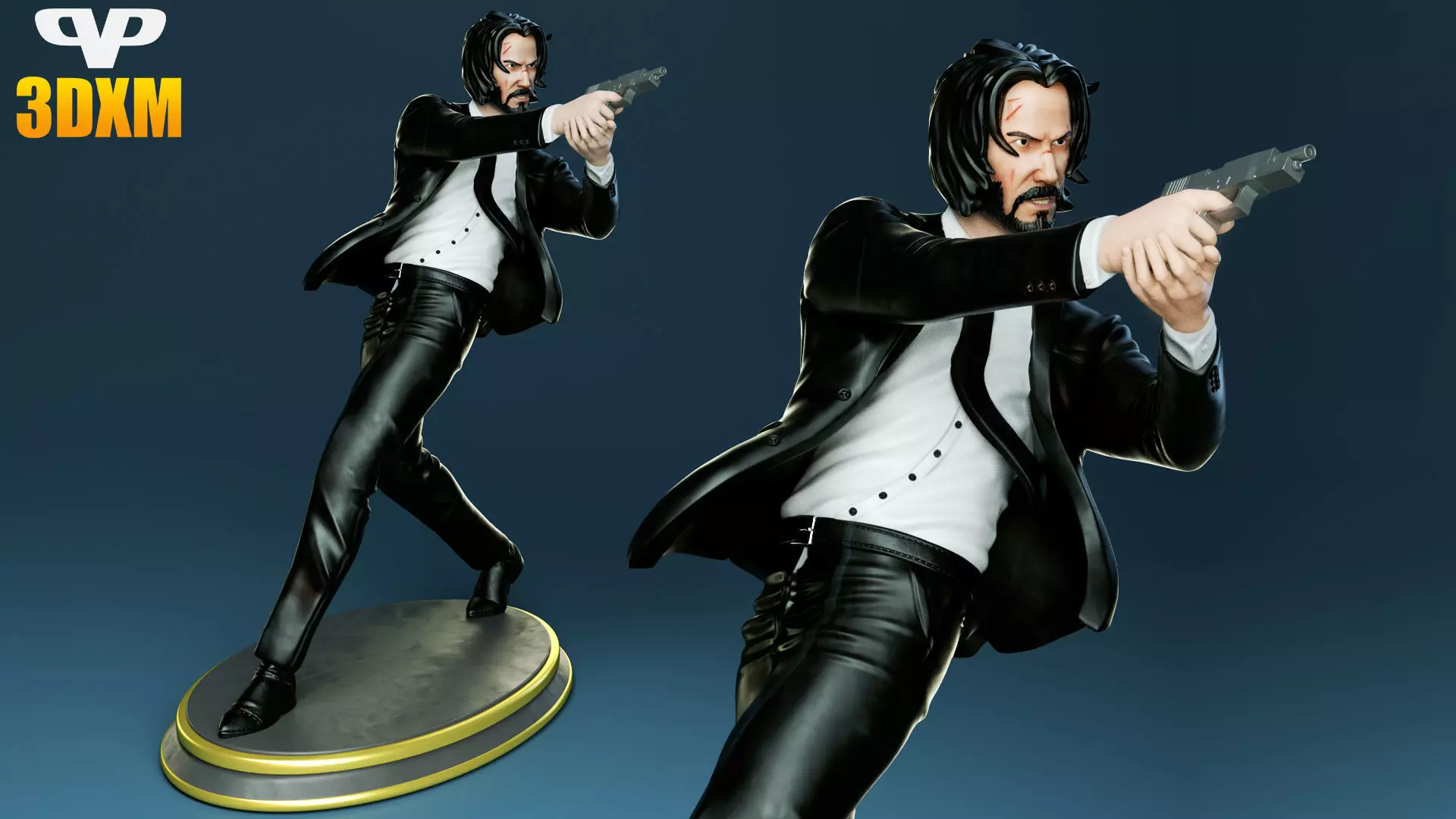 John Wick STL for 3D Printing ChibiSTL 3DXM 3D print model_0