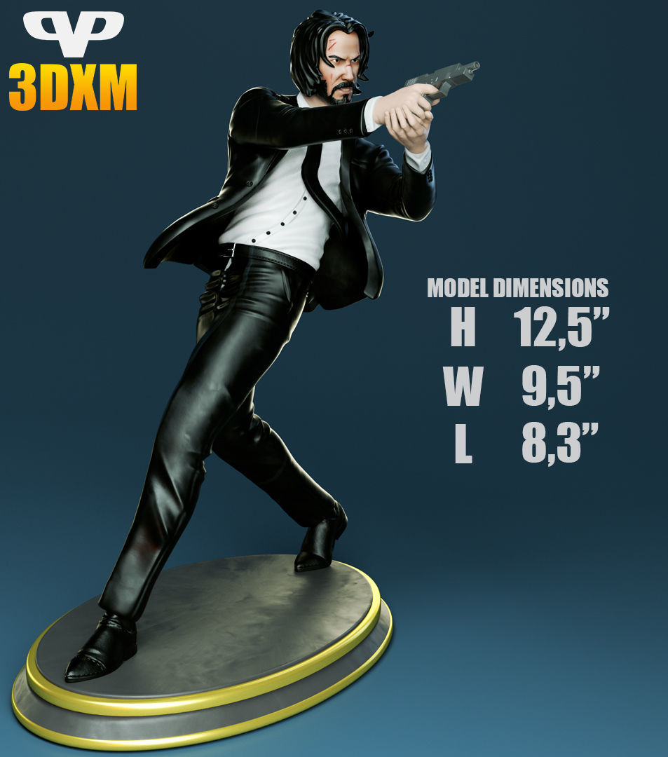 John Wick STL for 3D Printing ChibiSTL 3DXM 3D print model_3