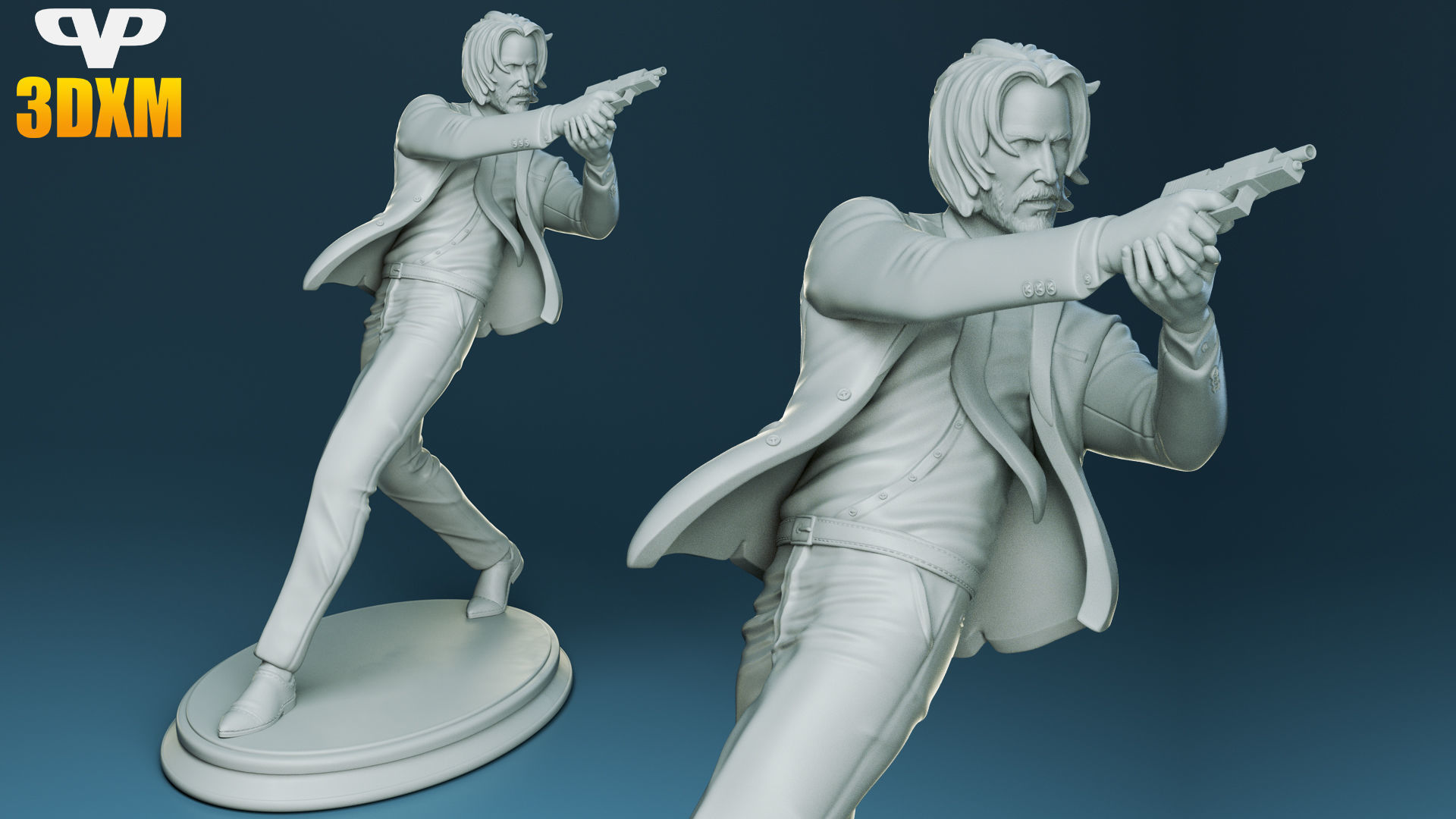 John Wick STL for 3D Printing ChibiSTL 3DXM 3D print model_2