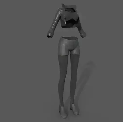 Female casual black leather outfit