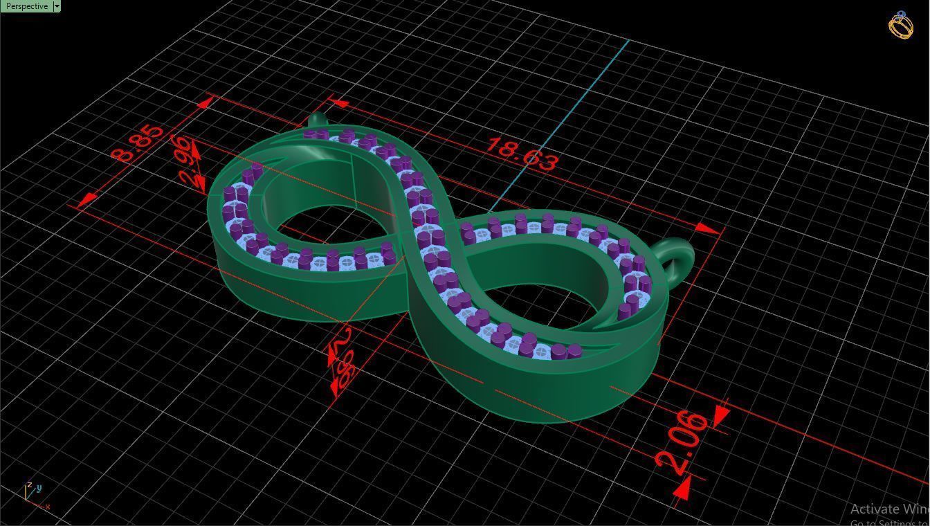 Pendant P11 The luxury female pendant with gem 3D print model_10