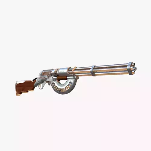 Rifle steamPunk game ready Low-poly 3D model