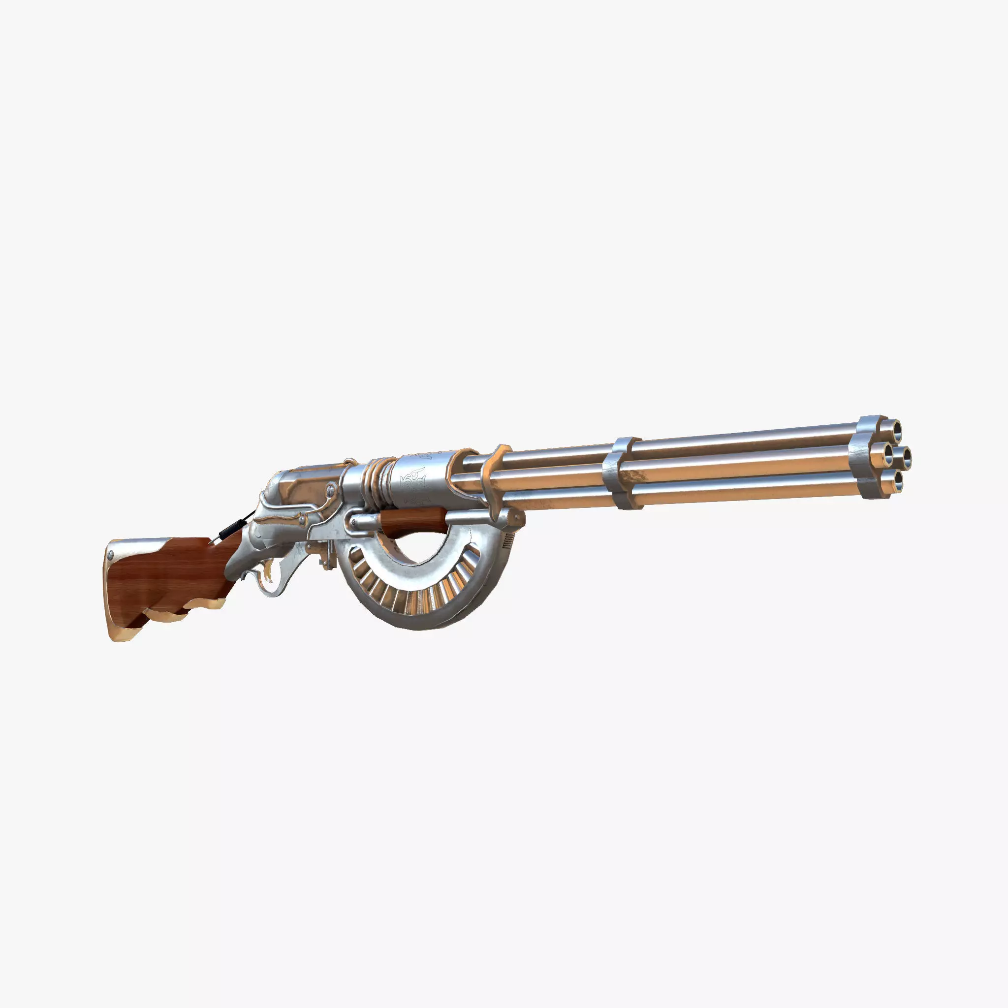Rifle steamPunk game ready Low-poly 3D model_0