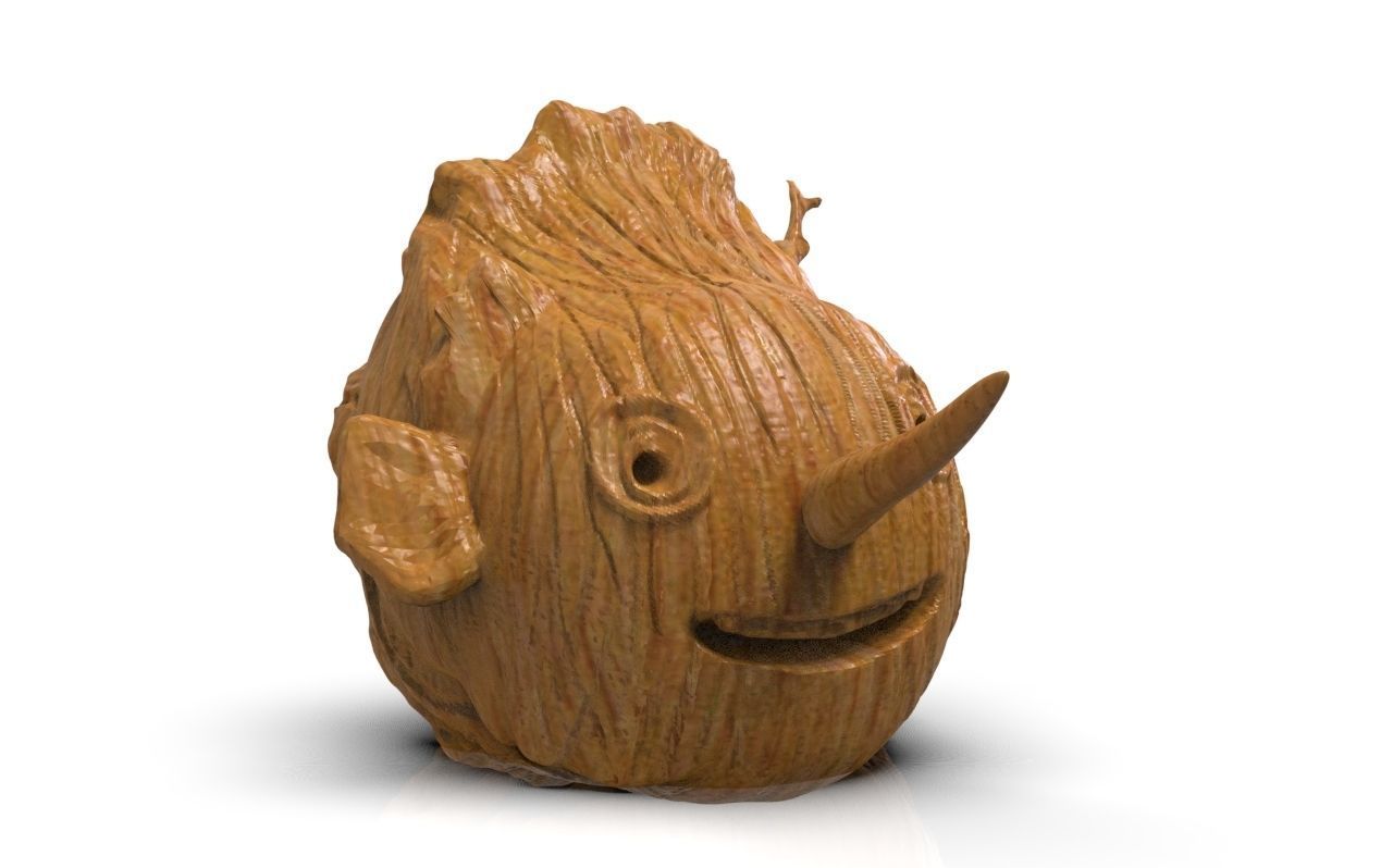 Pinocchio wood sculpture of fish 3D print model_4