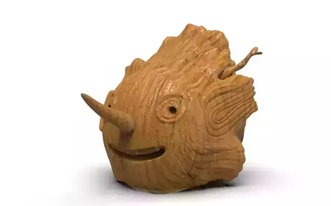 Pinocchio wood sculpture of fish