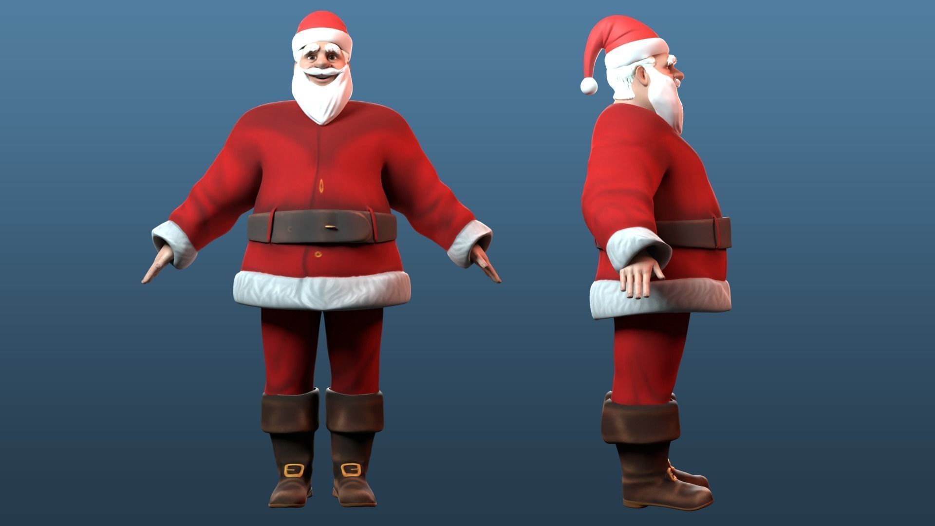 cartoon Santa Claus  Low-poly 3D model_10