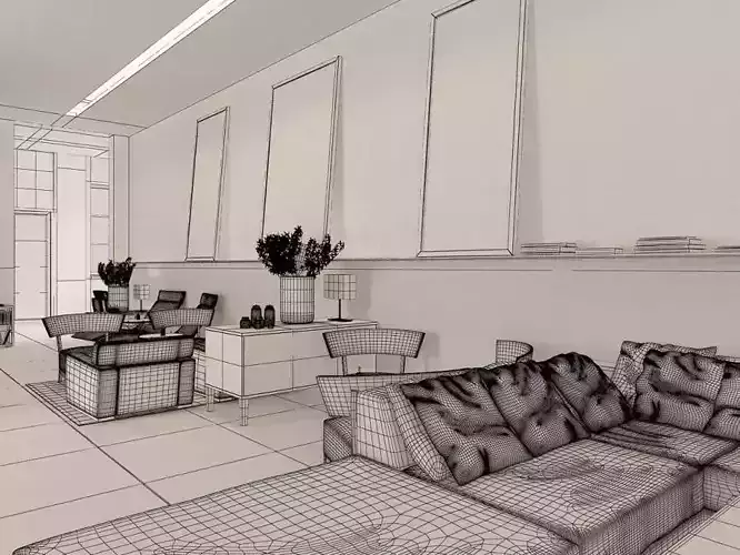 Living Room With Big Modern Paintings