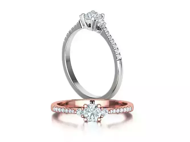 Birgit 3stone Engagement Ring V2  delicate french pave setting  3D print model