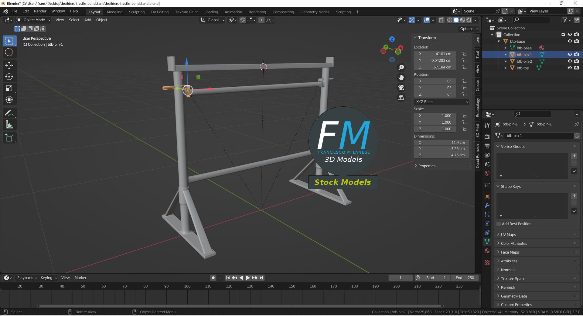 Builders trestle bandstand 3D model_9