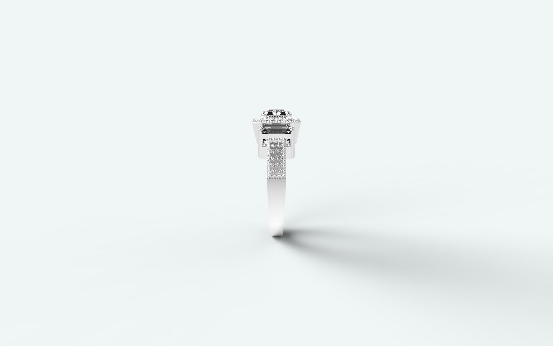 Emerald cut and milgrain solitaire 3D print model_3