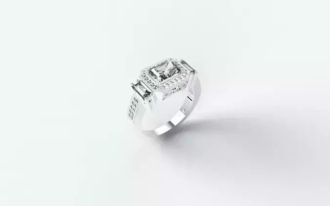 Emerald cut and milgrain solitaire