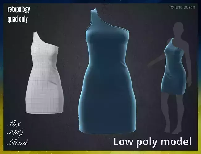 Low poly Velvet dress Low-poly 3D model