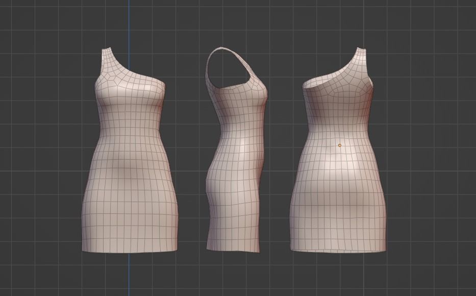 Low poly Velvet dress Low-poly 3D model_2