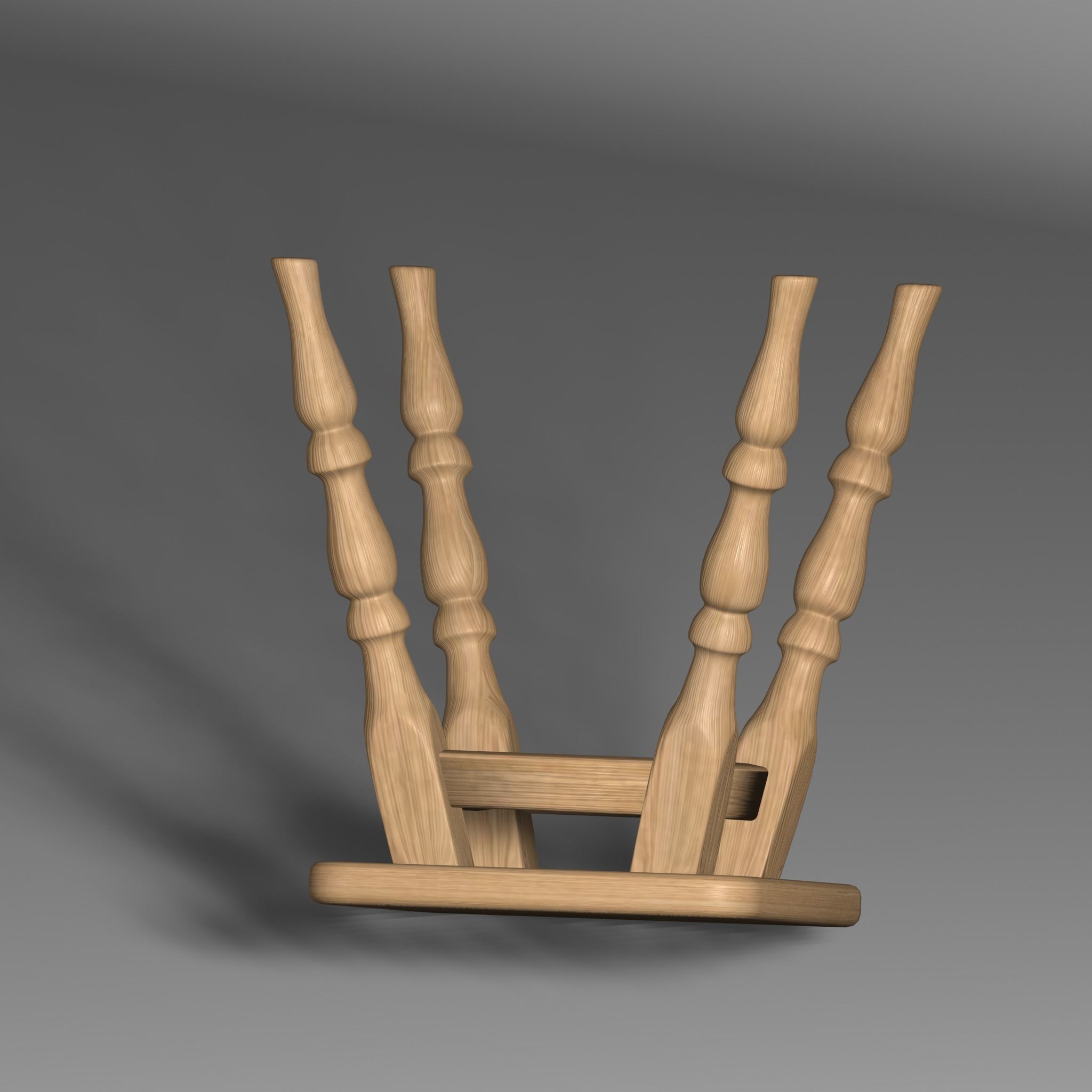 3d model of a wooden stool 3D model_2