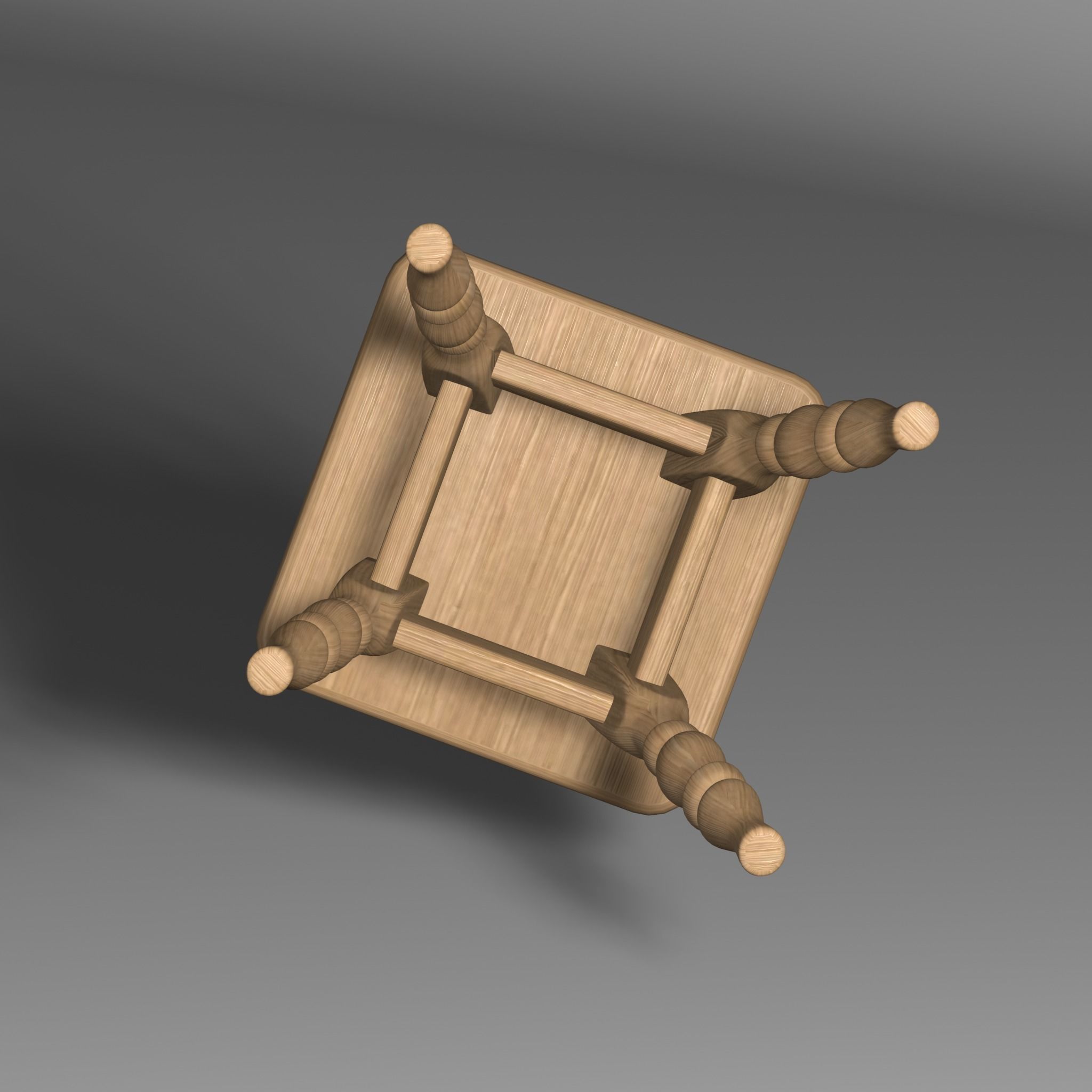 3d model of a wooden stool 3D model_4