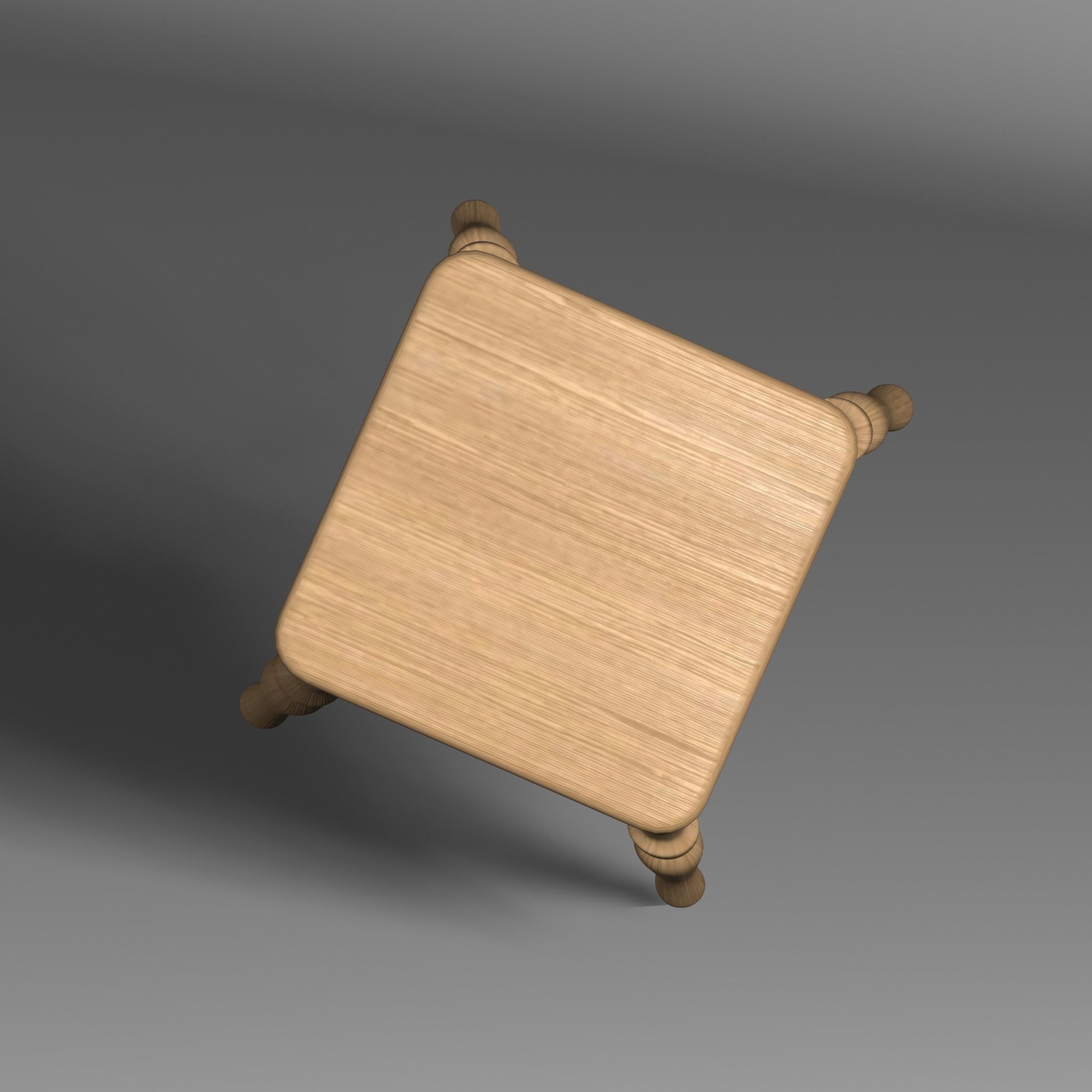 3d model of a wooden stool 3D model_3