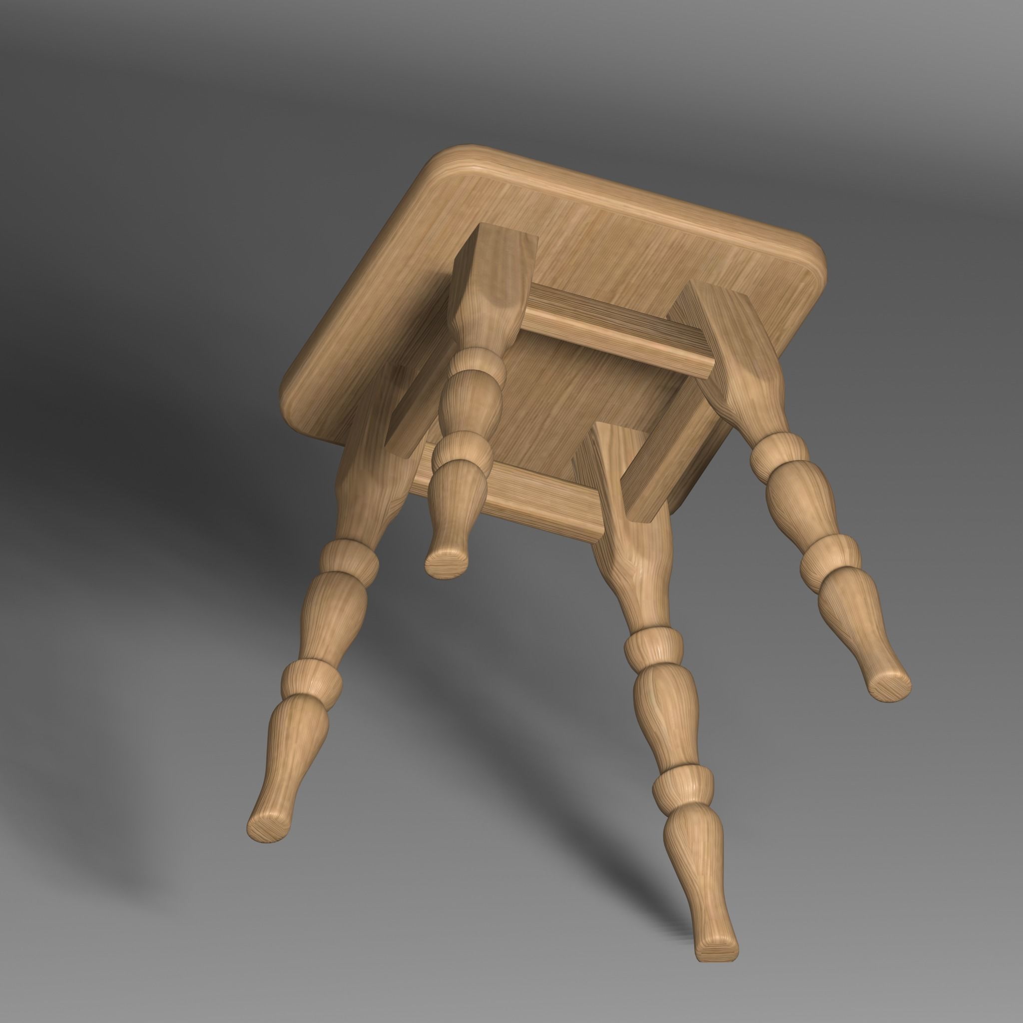 3d model of a wooden stool 3D model_1