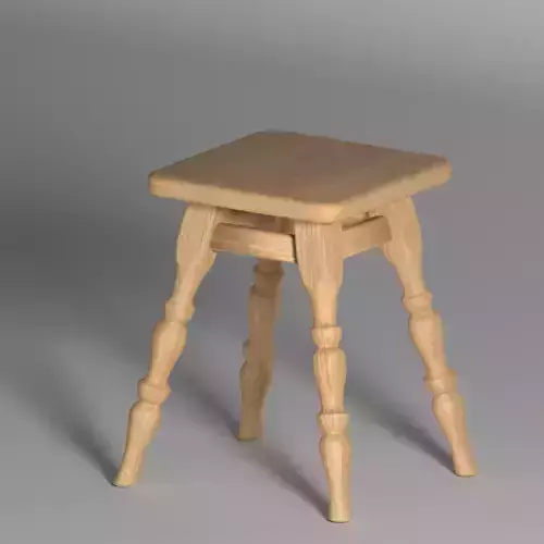 3d model of a wooden stool 3D model