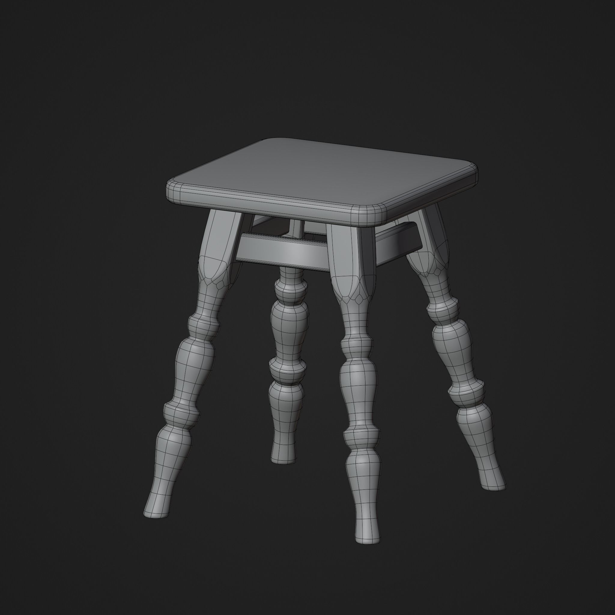 3d model of a wooden stool 3D model_6