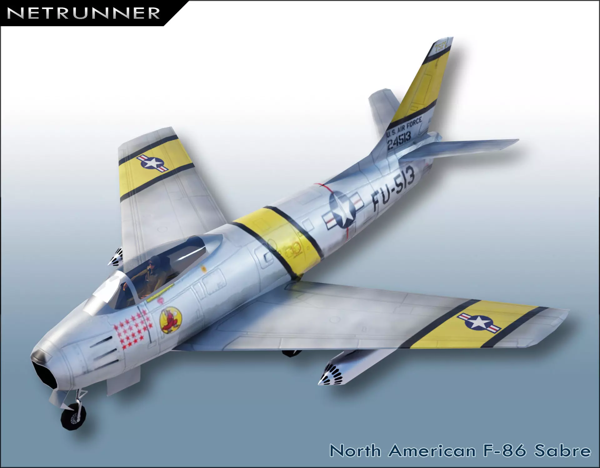 3D model North American F-86 Sabre VR / AR / low-poly | CGTrader, image size:1920x1500