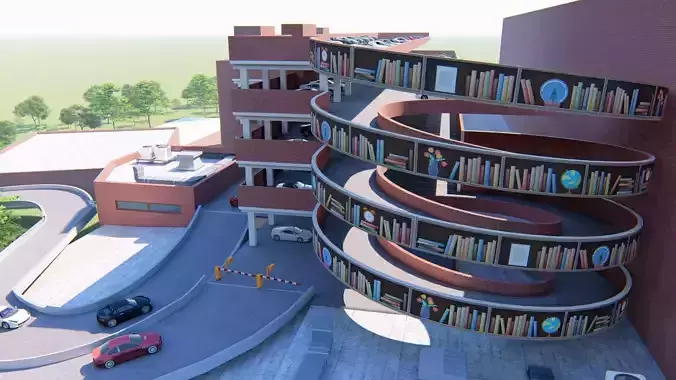Library parking lot 3D model