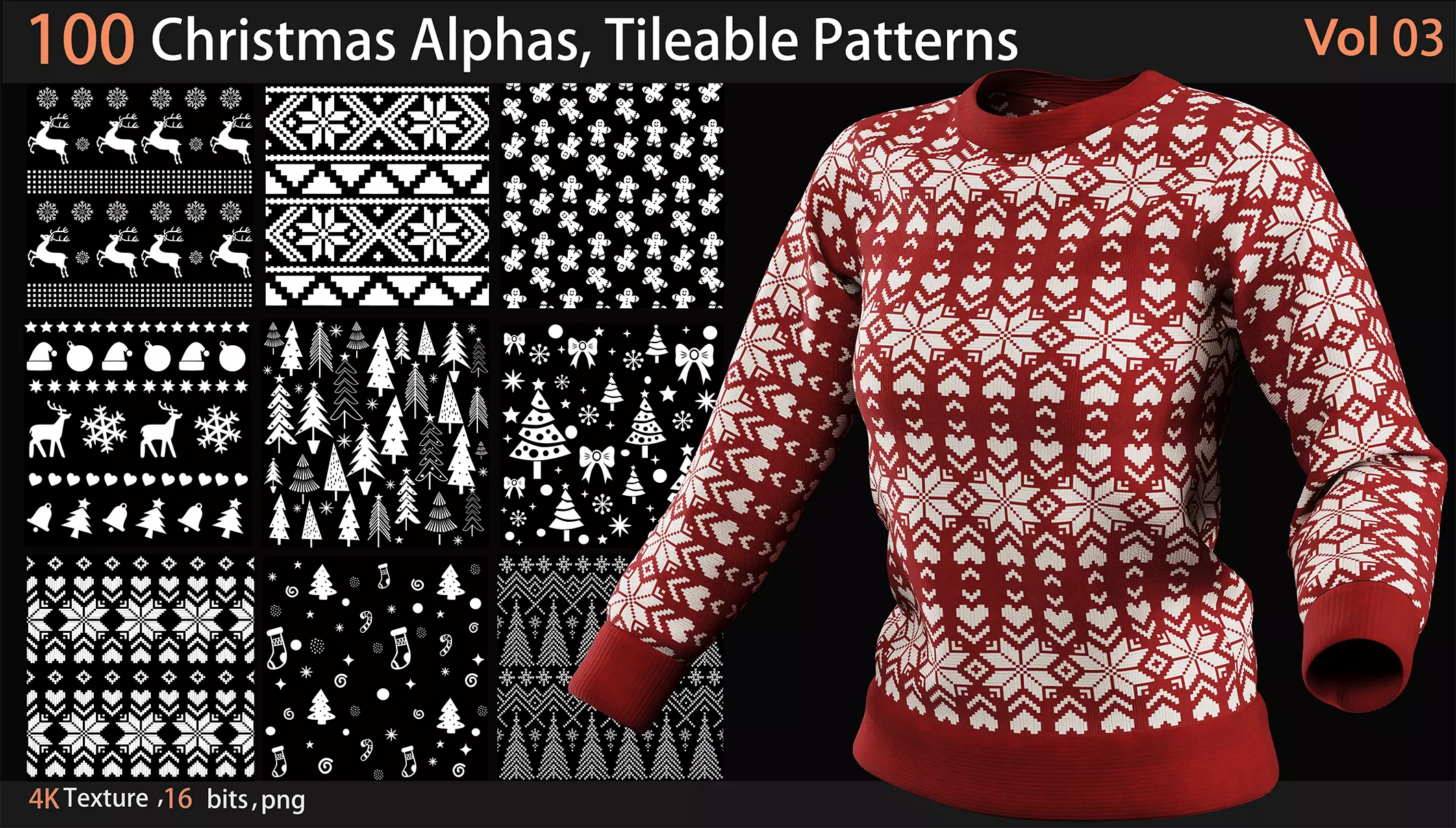 100 Christmas Alphas Tileable Patterns Texture_0