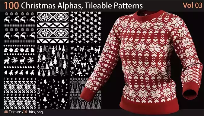 100 Christmas Alphas Tileable Patterns 