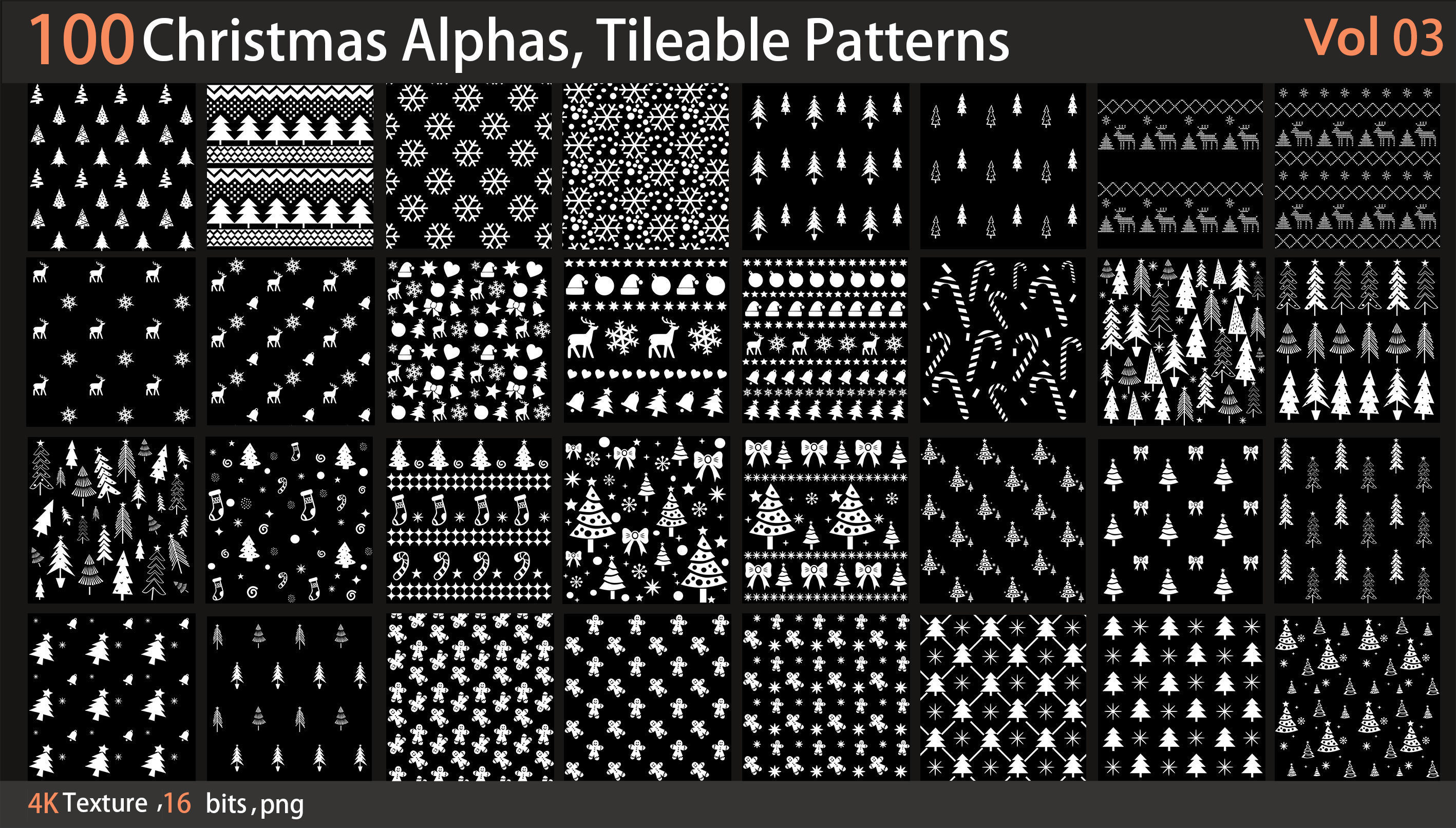 100 Christmas Alphas Tileable Patterns Texture_2