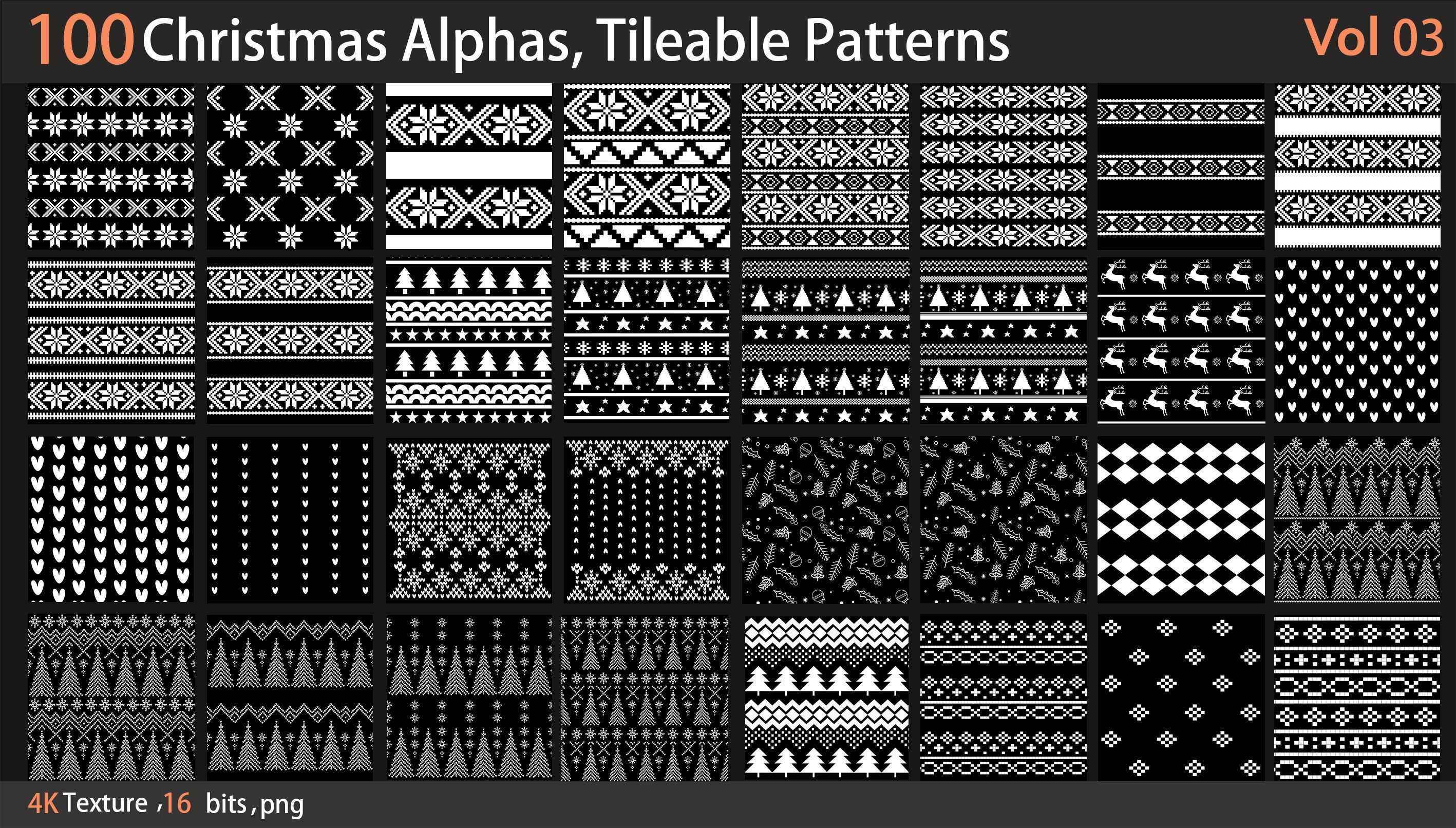100 Christmas Alphas Tileable Patterns Texture_3
