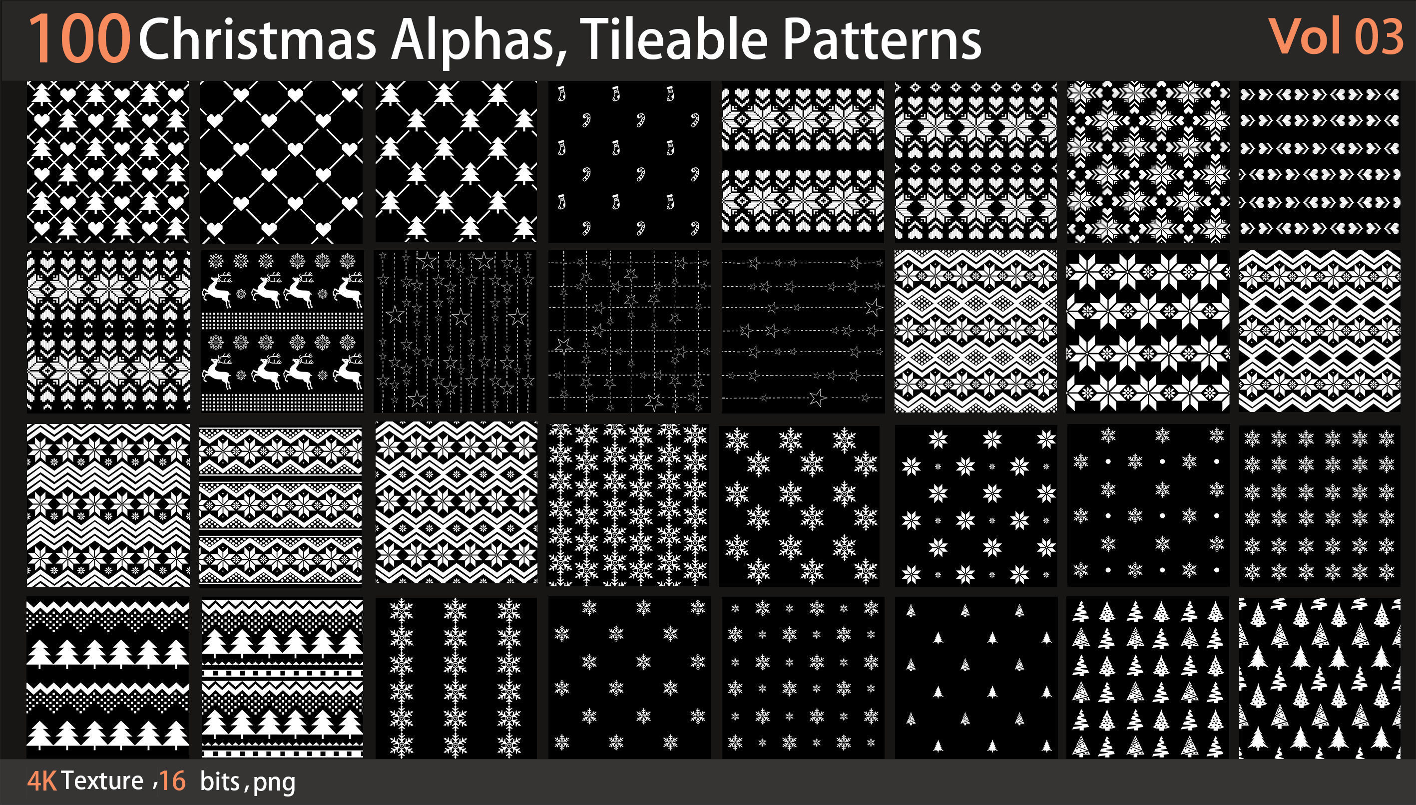 100 Christmas Alphas Tileable Patterns Texture_4